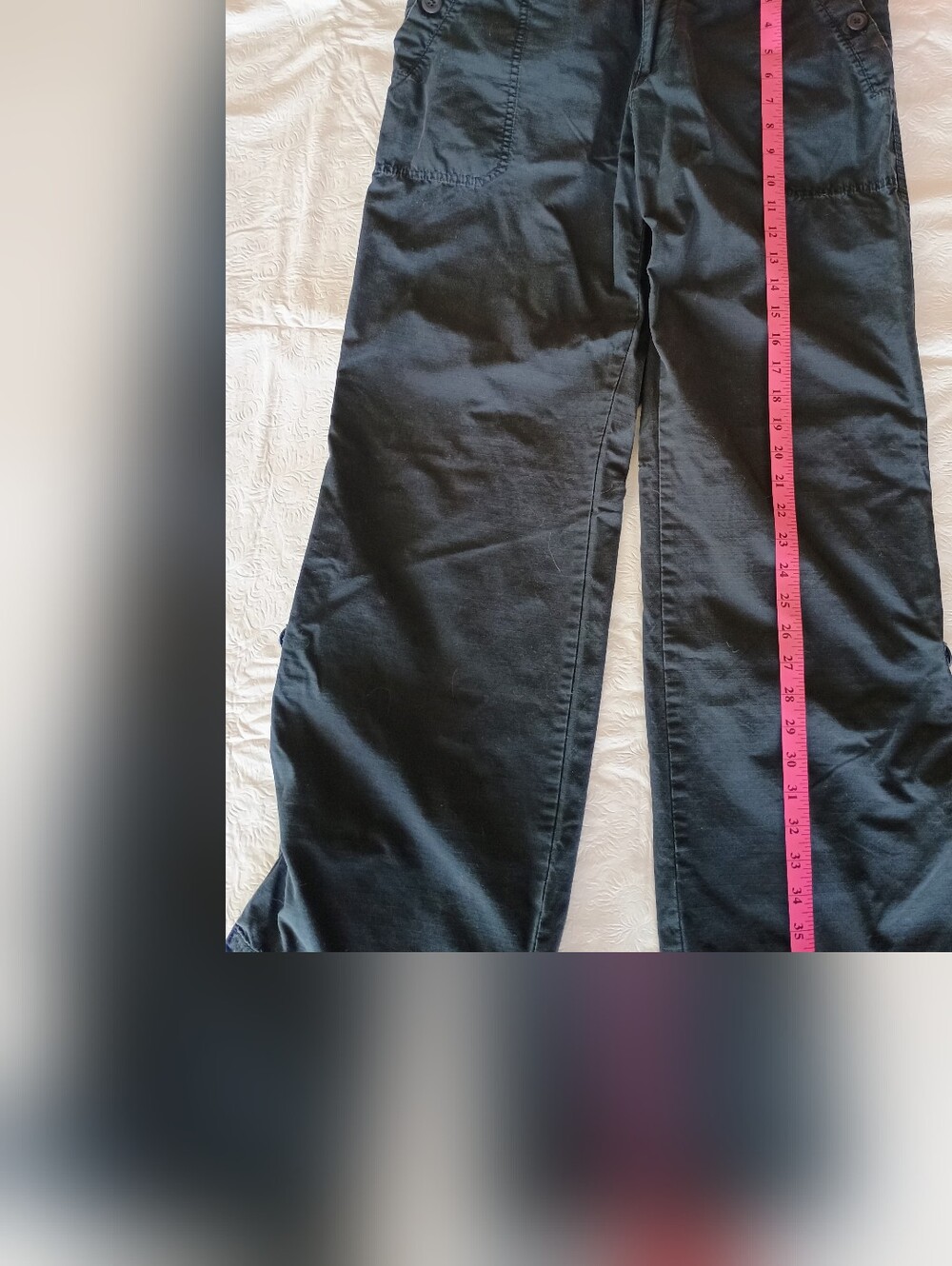 Casual Wide-Leg Button Pocket Pants - Black - Picture 8 of 8